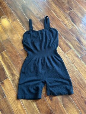 Ladies Black Ribbed Stretch Romper